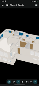 3D-modell av en bolig vist på Android — generert i nettleseren fra plantegning